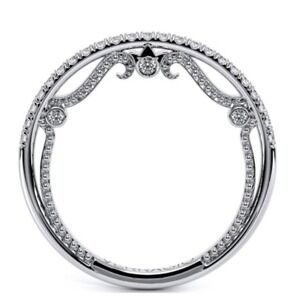 Verragio White Gold Diamond Wedding Band Contoured Milgrain Filigree Ring